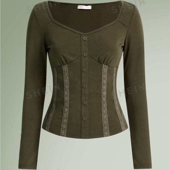 ROMWE Tops - Green Long Sleeve Top